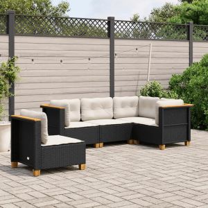 Prolenta Premium - Salon De Jardin 5 Pcs Avec Coussins Noir R&eacute;sine Tress&eacute;e - Neuf