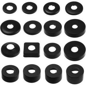 TUEJ-Lot De 2 Rosace Robinet Noir De &Oslash; 25 Mm (3/4"") De Diam&egrave;tre-Couvercle De Tuyau Chrom&eacute; En Acier Inoxydable-Rosace Pour Douches, Robinets, Radiateurs, Etc. (Noir, 66 X 40) - Neuf