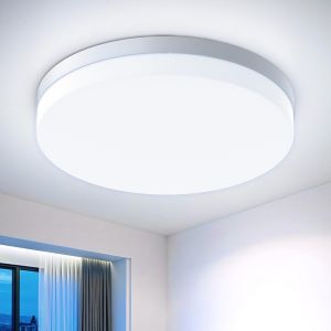 KAL-Plafonnier Led 48W, Luminaire Plafonnier 6500K 4800Lm, Ip44 Imperméable Plafonnier Salle De Bain, Plafonnier Chambre Pour Salon Chambre Cuisine Bureau,30Cm - Neuf