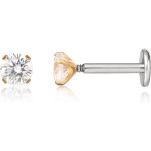 18g Titane Piercing Tragus,2pcs Piercing Labret Lèvre Bouche Avec Cz Opale,Filetage Intérieur Piercing Oreille Cartilage,Piercing Pour Nombril Langue Sourcil Septum Nez Oreille.[X1718] - Neuf