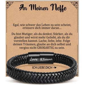 Kal-Cadeaux Pour Hommes, Cadeau Pour Lui, Bracelet En Cuir Pour Mon Mari, Mari, Petit Ami, Fils, Fr&egrave;re, Papa, Neveu, Grand-P&egrave;re, Petit-Fils Pour La Saint-Valentin, Un Anniversaire, No&euml;l, La F&ecirc;te - Neuf