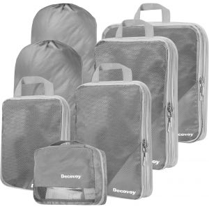TIANYI-Lot de 7 cubes d'emballage de compression gris pour valises, sacs de rangement pour valises, sacs de rangement pour voyage et maison, sacs de rangement pour valises, sacs à dos, bagages à main - Neuf