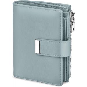 CAUC-Portefeuille Femme en Cuir Petit Porte Monnaie Blocage RFID Antivol Portefeuilles Court Poche &agrave; Monnaie avec Fermeture Eclair, 12 Emplacements pour Cartes (Bleu) - Neuf