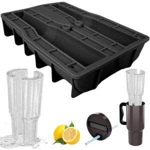 Kal-Bac À Glaçons En Silicone Pour Tasse Stanley - Bacs À Glaçons En Silicone Avec Couvercle Pour Cocktails, Whisky, Vin, Fruits, Purée, Crème Glacée, Thé Glacé (Noir) - Neuf