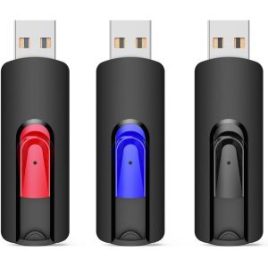 Clé USB 64Go 3.0,Lot de 3 Cle USB 3.0 64 Go rétractable Glisser,64 Go USB 3.0 Stockage Données avec Lumière LED pour PC/tablettes/Ordinateurs/TV/Car (5 Couleures USB 3.0) - Neuf