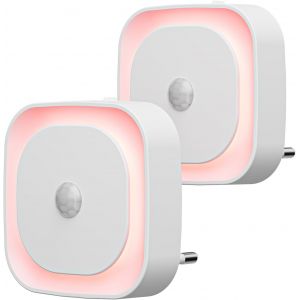 2 Pcs Veilleuse Prise Électrique Avec Détecteur De Mouvement,3 Modes De Capteur,Luminosité Réglable,Pour Les Enfants,Salle De Bains,Chambre À Coucher,Couloir,Cuisine,Rouge - Neuf