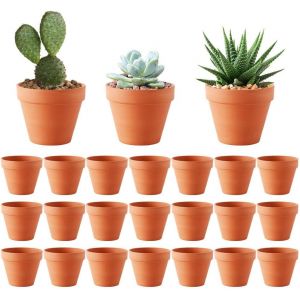 ERYI-24 Pcs Pot En Terre Cuite 3.5Cm, Petit Pot De Fleur Pour L'Intérieur, Extérieur, Plante Jardin Balcon Décoration Mariage Fête Maison Et Chambre - Neuf