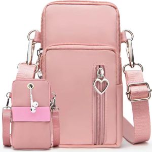 KAL-Petit Sac Téléphone Portable Femme Sacs Bandoulière Crossbody Pochette Brassard De Sport De Course À Pied Bande Running Armbag Universel Pour Iphone 14 13 11 Samsung Xiaomi Bis Zu 7.5" Rose - Neuf