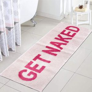 Get Naked-Tapis De Salle De Bain Long Get Naked-D&eacute;coration Amusante Pour Appartement-Tapis De Bain Rose Pour Baignoire Et Douche,Lavable En Machine,45,7 X 119,4 Cm - Neuf