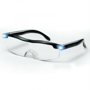 Lunettes de lecture loupe avec éclairage LED, grossissement 160 %, idéales pour la lecture, tous les travaux de précision, la couture, la réparation, l'horlogerie et l'artisanat, 2 pièces - Neuf