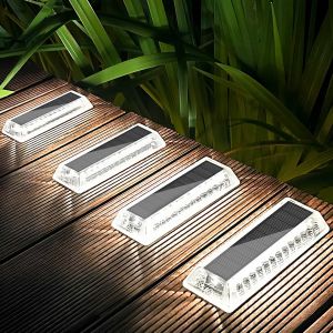 Tianyi-Lampe Solaire Exterieur Jardin, 4 Pack 50lm Lumiere Solaire Exterieur Blanc Froid, Ip68 Etanche Led Lampe Solaire Auto On/Off Eclairage Solaire Pour Sol Escalier Chemins Terrasse Allée Patio - Neuf