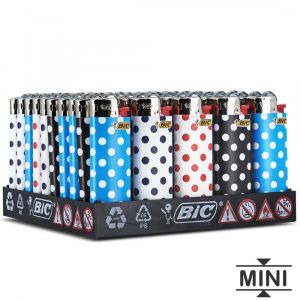 50 Briquets Bic Mini &Agrave; Pierre D&eacute;cors Pois - Neuf