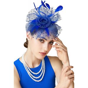 Kal-Fascinator Chapeau Plume Avec Filet Bibi Chapeau Mariage Ann&eacute;es 1920 (Taille Unique) - Neuf