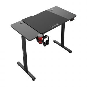 Bureau table poste de travail &eacute;lectrique &agrave; hauteur r&eacute;glable assis debout plateau rectangulaire 120 x 60 cm noir Helloshop26 03_0009082 - Neuf