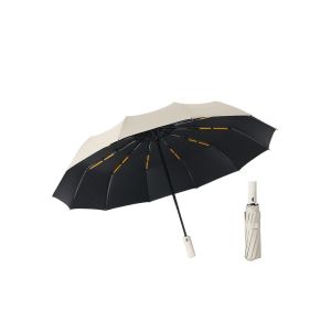 Parapluie pliant coupe-vent avec protection UV - Beige - Neuf