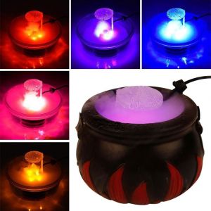 CAUC-Chaudron Halloween avec Fum&eacute;e, Chaudron Sorciere, Chaudron Fum&eacute;e Halloween avec 12 LED a Changement de Couleur, Marmite Halloween pour Decoration Halloween - Neuf