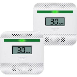 D&eacute;tecteur de monoxyde de carbone (lot de 2), alarme CO &agrave; piles avec affichage num&eacute;rique LCD et alarme sonore, alarme CO portable pour la maison et la voiture (2 piles AAA non incluses) - Neuf