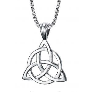 Pendentif Noeud Trinité Porte-Bonheur Simple En Acier Inoxydable Triangle Triple Noeud Pendentif,Collier Pendentif Homme,Hommes - Neuf