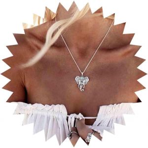 Kal-Collier Tête D'éléphant Collier Pendentif Éléphant Vintage Collier Argent Animal Collier Long Collier Antique Chaîne Bijoux Pour Femmes Et Filles - Neuf