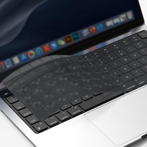 Protection Clavier Compatible avec 2025-2022 MacBook Air 13.6/Air 15 Pouces M4 M3 M2,2024-2021 Mac Pro 14/Pro 16 Pro/Max M4 M3 M2 M1,US-Layout,Gris Translucide(Texture en Fibre de Carbone) - Neuf
