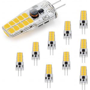 Ampoules Led G4 À Intensité Variable,Ac/Dc 12-24v,Blanc Naturel 4000k,250lm Pas De Scintillement Ampoule,2w Remplace Les Ampoules Halogènes 20w,Pour Hotte D'aspiration Pour La Cuisine,Lot De 10 - Neuf