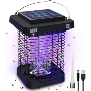 CHECARZHN--NO1-Lampe Anti Moustique Solaire, Tue Mouche Electrique Avec Lumière Led, Contrôle Intelligent De La Lumière, Piege A Moustique Exterieur, Portée Efficace 10-100 M², Pour Intérieur Et Exte - Neuf