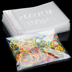 100 Pi&egrave;ces Sac Plastique Transparent 27x24cm Sachet Cellophane Sacs Auto-adh&eacute;sifs Plastique OPP Sachet Biscuit Sachet Emballage Transparent Petits Sac Bonbon pour Chocolats Bijoux Cadeau Noel - Neuf