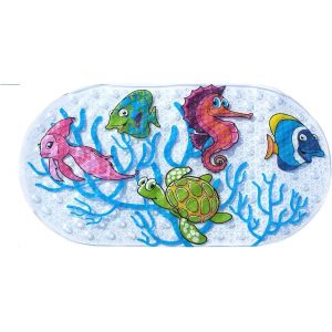 Tapis de bain et de douche antid&eacute;rapant pour b&eacute;b&eacute; (69 cm x 38 cm), compatible avec toutes les baignoires et tous les bassins - Motif dauphin - Neuf