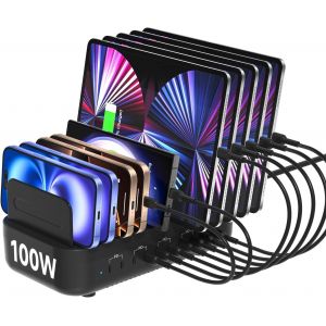 Cmjaagur-Station De Charge Multi-Usb-C 100w 10 Ports De Type C Pour Plusieurs Appareils Avec Séparateurs Réglables,Organ Ur De Charge Compatible Avec Téléphone,Tablette,Kindle Et Plus Encore[M984] - Neuf