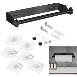 ERYI-Porte-Rouleau De Papier Toilette En Acier Inoxydable 28*10*3.5Cm Support Pour Porte Papier Cuisine Devidoir Essuie Tout Mural Adhesif Support Pour Rouleau De Cuisine Pour Salle De Bain, Noir - Neuf