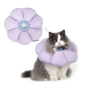 C&ocirc;ne De R&eacute;cup&eacute;ration Pour Chat En Forme De P&eacute;tale De Fleur - Taille L, Collier De Cicatrisation Anti-L&eacute;chage Pour Plus De Confort Et De Style - Neuf