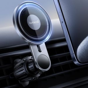 JGD-Support T&eacute;l&eacute;phone Voiture pour MagSafe, [Panneaux de Verre HD] Bras d&iquest;Extension Am&eacute;lior&eacute;, Crochet M&eacute;tallique, Porte T&eacute;l&eacute;phone &agrave; Grille d'A&eacute;ration pour iPhone 17 16 15 14 13, Huawei, Android - Neuf