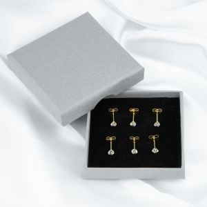 Tianyi-6 Paires Boucle D'oreille Femme Homme, Boucle D'oreille Acier Inoxydable, Hypoallerg&eacute;nique Boucles D'oreilles Plaqu&eacute;es Or 14k, Boucle D'oreille Argent Or En Zirconium - Neuf