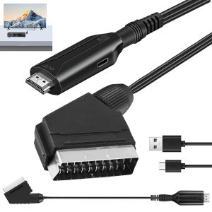 Câble Péritel Vers Hdmi : Adaptateur Full Hd 1080P/720P Avec Câble Hdmi, Convertisseur Audio Vidéo Pour Hdtv, Stb, Vhs, Xbox, Ps3 - Neuf