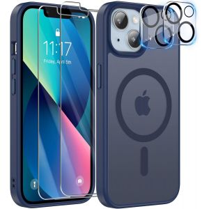 5 In 1 Coque Pour Iphone 13 Aimantée Avec 2 Verres Trempés Et 2 Caméra Protecteur, Compatible Magsafe Dos Anti Rayures Coque Magnétique Antichoc Tpu Bumper 6,1¿¿ Case (Transparent) - Neuf
