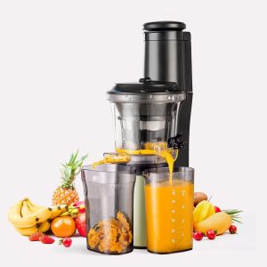 LETNERNY-Slow Juicer Centrifugeuse Électrique Pour Fruits, Légumes, Grenade, Agrumes, Sorbets, 76 Mm Avec Large Bouche Sans Bpa, 150 W, Noir - Neuf