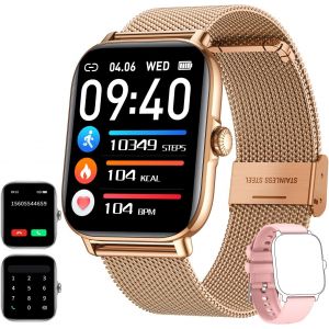Montre Connect&eacute;e Femme Avec Appel Bluetooth:1.85" Smartwatch 100 Sport Modes Moniteur De Fr&eacute;quence Cardiaque Spo2 Podom&egrave;tre Etanche Ip68 Suivi Du Sommeil Lecteur Musique Smart Watch Pour Android Ios - Neuf