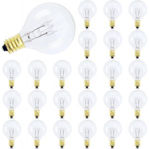 JGD-Lot de 25 Ampoules de Remplacement G40 E12 7W, Ampoules Globe G40 Exterieur pour Guirlande Lumineuse Exterieure, Blanc Chaud 2200K, &Eacute;tanche IP44, AC220-240V pour la F&ecirc;te &agrave; la Maison - Neuf