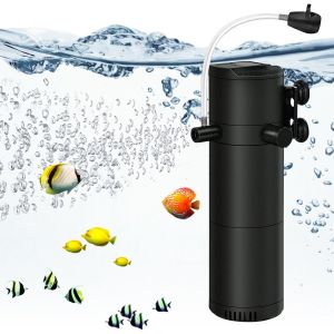 Letnerny-Filtre Intérieur Aquarium, 12 W Pompe Aquarium, Filtre D'aquarium, Pompe À Air Aquarium, Filtre Aquarium Réglable 800 L/H, Filtre Interne D'aquarium Avec 2 Sorties D'eau, Pour Aquariums De 2 - Neuf