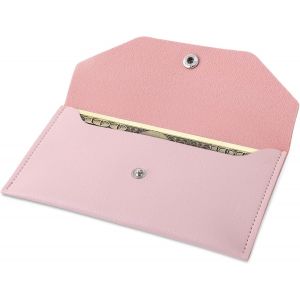 Porte-Monnaie Femme Rose,Porte-Monnaie En Cuir Cash Envelope R&eacute;utilisable Souple Femme Pour Billets De Banque,Cartes Multiples,Permis De Conduire,Pi&egrave;ces De Monnaie,Cl&eacute;s De Maison (Rose) - Neuf