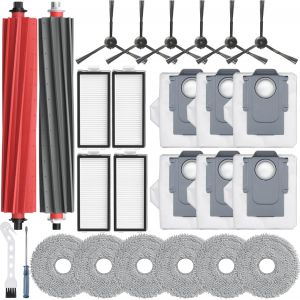 NouvelHorizonstore-Kit d'accessoires 22 pi&egrave;ces, compatible avec Roborock Qrevo Master/Qrevo Slim Robot Aspirateur 2 brosses &agrave; rouleaux, 4 serpill&egrave;res, 4 filtres HEPA, 6 brosses lat&eacute;rales, 6 sacs d'as - Neuf