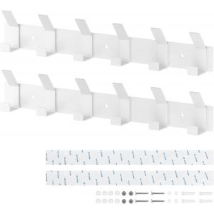 2 Pi&egrave;ces Porte Manteau Mural, Porte Manteau 6 Crochets Crochet Porte Manteau Mural Pour Cuisine, Salle de Bain et Chambre - Neuf