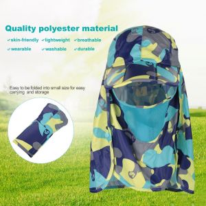 Casquette Camouflage A Rabat Pour Protection Solaire D'exterieur Avec Cache-Oreilles Amovible (Jaune) - Neuf