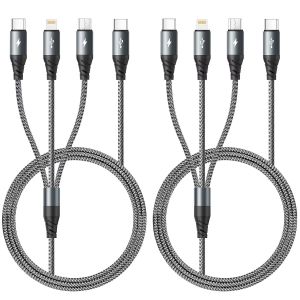 Thef-Câble Chargeur Multi Embout,[1.8m 2pack] Chargeur 3 En 1 Câble Cable Usb C Vers Lightning Avec Ip Micro Usb Type C Lightning Cable Chargeur Universel Pour Iphone 16 15 14,Ipad Pro, Macbook,Galax - Neuf