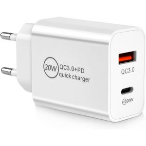 Chenquansarl-Pr Chargeur Rapide 20w, 2 Ports Pd Et Qc3.0, Pr Usb C Usb Adaptateur Secteur Compatible Avec Iphone 14 13 12 11 X Ipad Airpods Samsung S22 S21 S20 (Sans Fil, Blanc) - Neuf