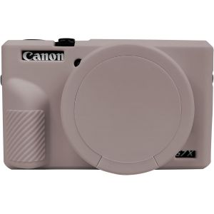 &Eacute;tui de protection en silicone souple pour appareil photo Canon G7 X Mark III,G7X3 avec couvercle d'objectif amovible pour appareil photo reflex num&eacute;rique Canon Powershot G7X Mark III,gris - Neuf