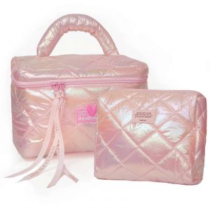 Damier Gonfl&eacute;s d'un Sac de Maquillage pour les Femmes - Grand Voyager Cosm&eacute;tiques Cas, Mat&eacute;riau Imperm&eacute;able &agrave; l'eau, Design &Eacute;l&eacute;gant en Noir et Blanc - Neuf