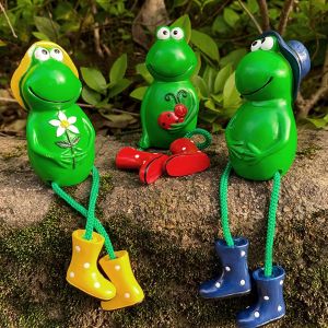 NouvelHorizonstore-Lot de 3 figurines de jardin grenouille - D&iquest;&iquest;coration d'ext&iquest;&iquest;rieur - R&iquest;&iquest;sine - Sculpture - Jaune, Rouge, Bleu - Jardin - Neuf