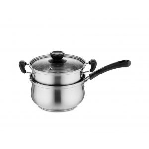 Marmite Vapeur En Acier Inoxydable Durable Avec Couvercle En Verre &iquest; 18 Cm, Compatible Avec Toutes Les Cuisini&egrave;res, Id&eacute;ale Pour Une Cuisine Saine - Neuf