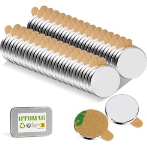 KALANKA-Lot de 60 Aimants Autocollants 10x1mm - Petits Aimants Adh&eacute;sifs Ronds Magn&eacute;tiques en N&eacute;odyme Puissant pour R&eacute;frig&eacute;rateur, Cuisine, Artisanat, Bricolage et Photos - Neuf